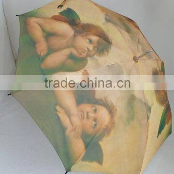 Creative golfball handle Angel printing heat transfer umbrella