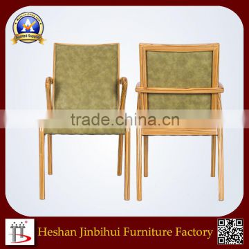 High quality stackable modern solid wooden armrest chair