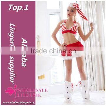 Two pieces hot sweet santa christmas costume sexi pho with hat