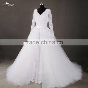 RSW807 V Neckline Detachable Skirt Wedding Dresses Removable Skirt Tulle Overskirt