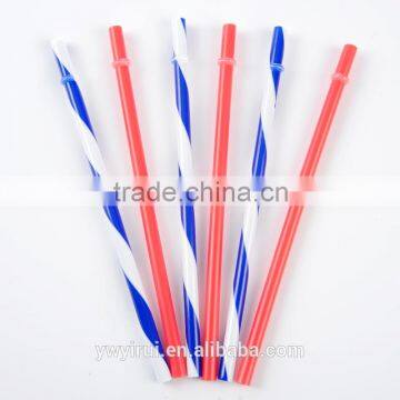 Striped hard plastic straight drinking straw with ring