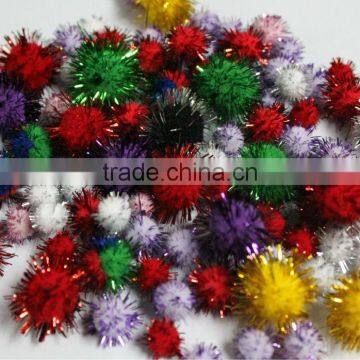 gift pompons with glitter threads