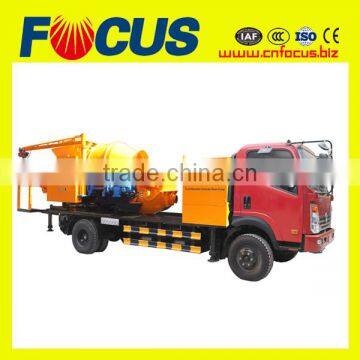 Truck mounted concrete pump with mixer