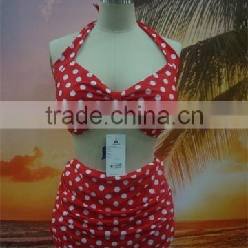 2016 Dot Print Halter High Waist Bikini For Mature Women