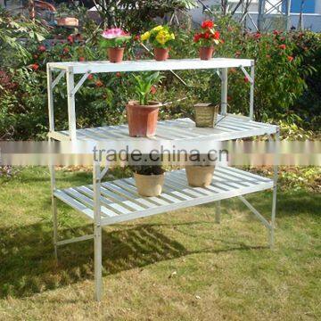 Free standing 2 layers aluminum greenhouse shelving, individual stands HX56212 series