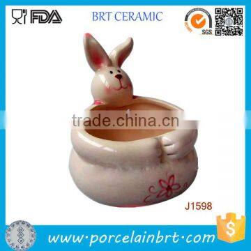 ceramic rabbit flower plant pot for Easter decorations