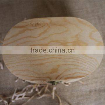 FSC High Quality Natural Oval Hinged Pine Wooden Jewelry Gift Box photo-5