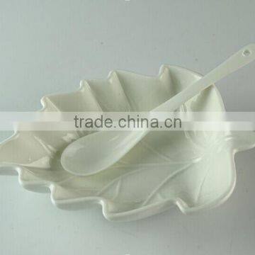 Wholesale White Ceramic Bowl, Cheap Salad Bowl,2 Soup Bowls 2 Spoons With Pvc Box photo-2
