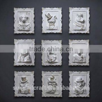 Shabby chic home decor resin 3d wall animal decor frame