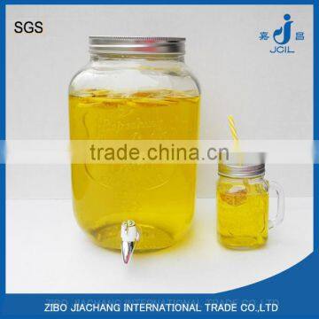 8L ice cold embossed storage glass jar with tap
