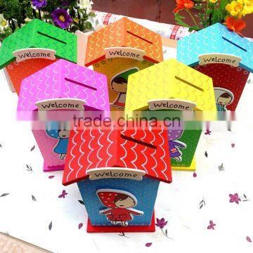 Children Prizes for Cartoon Colorful Custom Wood Money Saving Box photo-4