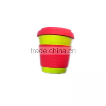 Colorful Eco-friendly bamboo fiber melamine coffee cup with silicon lid