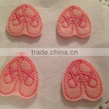 Hot sell Cute Pink Ballet/Ballerina Felt Slipper Applique made in China