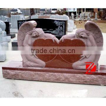 double heart shaped headstone tombstone with angel