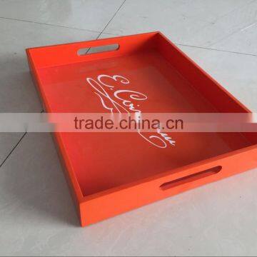 Painted Modern Handled Large Wooden Tray photo-2