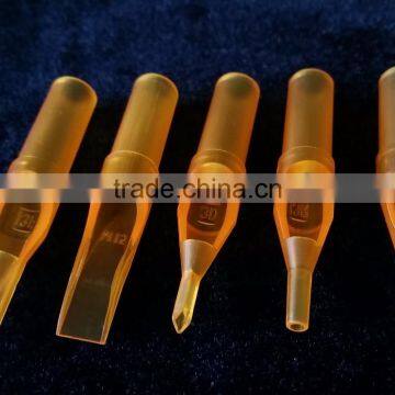 Disposable 50Pcs Plastic Tattoo Tips Needle Mouth 11RT Transparent yellow