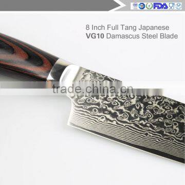 Wooden Handle Chef's Knife - Good Grips 8 Inch Full Tang Japanese VG10 Damascus Steel Blade photo-4