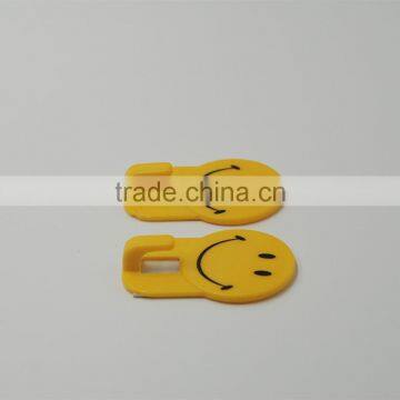 Set of 2 Yellow Smile Face Plastic Selve Adhesive Wall Hook photo-3