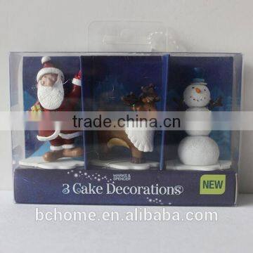 Christmas Cake Decorations,3 cake topper characters,reindeer,snowman,santa