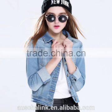 2016 Latest Korean Style Long Sleeve Designer Jean Jacket Designs Customized photo-5