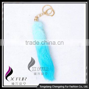 CX-R-39 Dip Dyed Keychain Fancy Rabbit Fur Keyring photo-3