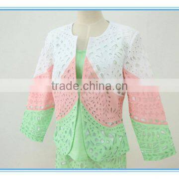 Ramie Cotton Fabric Multi Color and Embroidery Ladies Office Suit photo-2