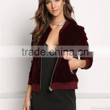 MGOO Imported Latest New Design Cheap Price Zip Up Corduroy Bomber Jackets or Women Zip Up Long Sleeves photo-2