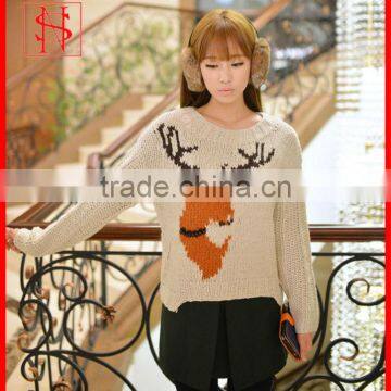 Lady christmas jumper jacquard sweater with deer