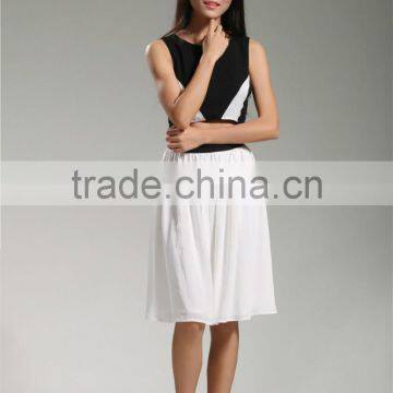 2017 High Quality Color Block Dresses Ladies Sexy Sleeveless Bodycon Dresses