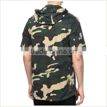 Factory Hot Sell Mens Destructed Camo Short Sleeve Hoodie photo-4