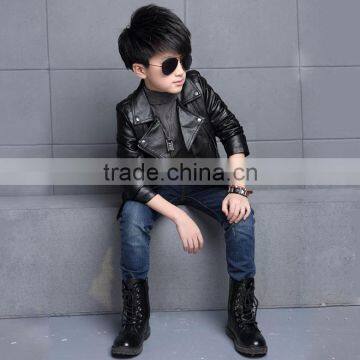 Zm40670b High Quality Wholesale Boys pu Jacket Auntum Children's Leather Jacket photo-2