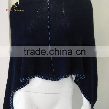 Women Handmade Ribbed Cashmere Poncho Shawl Sale