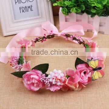 Girls Tropical Flower Headwrap Neon Multicolor Floral Garland Girls 3D Headband