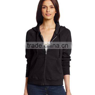 China Promotional Custom Supreme Quality Polyester / Cotton Zipper Long Sleeve Plain Sport Hoodie for Women photo-3