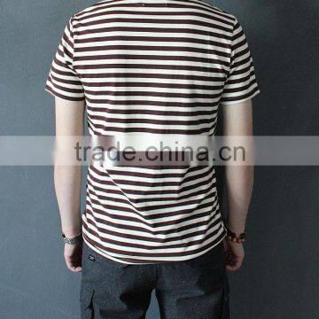 Custom Men Yarn Dyed Striped Cotton T Shirt Factory Price photo-3