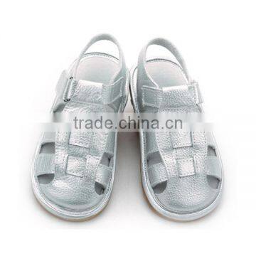 Children Shoes Silver Leather Handmade Squeaky Shoes photo-2