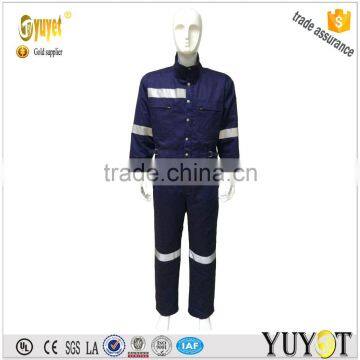 men's navy blue cotton/poly Flame-Retardant Zip fly dubai working coverall