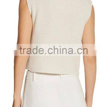 2017 New Display Ivory Cashmere Cotton and Silk Blend Slips On Knitted Top photo-3