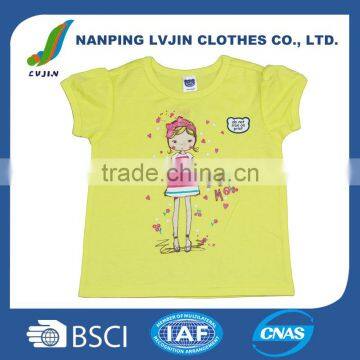 Factory Latest Style 160 Grams Short Sleeve 100%Cotton Round Neck Printing Baby Girls Fancy T-Shirt