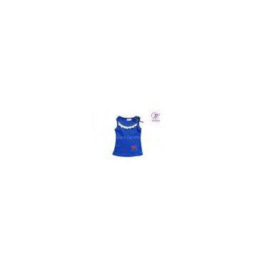 100% Cotton Girl Sweet Lace Toddler Graphic Tees Skirt in Royal Blue