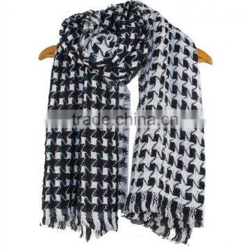 Women Soft Fringe Winter Plaid Cashmere Scarf