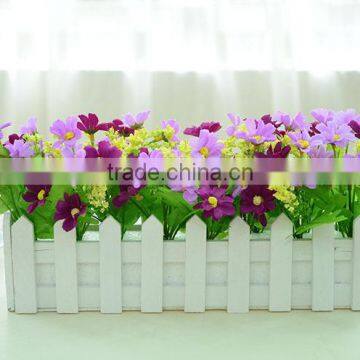 Lovely Decorative Artificial Silk Restaurant Table Daisy Flower With Fence Set photo-2