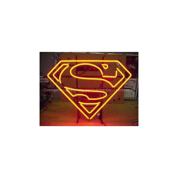 T12 SUPERMAN LOGO handicrafted real glass tube neon signs for store display and advertising.