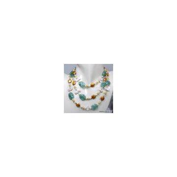 Sell Three Rowe Biwa & Coin Pearl & Green Jade Neckalce