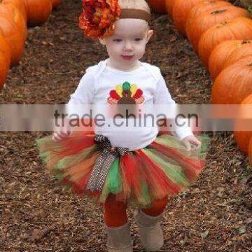 high quality baby girl turkey embroidery Thanksgiving boutique children outfit