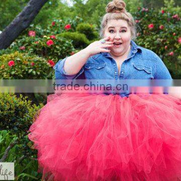 Womens Girls Long Tulle Tutu Skirt Pettiskirt Adult Prom Party red Tutu