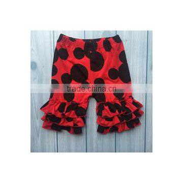 New arrival baby icing ruffle pants red black icing shorts toddler girl ruffle pants mouse prints wholesale ruffle pants