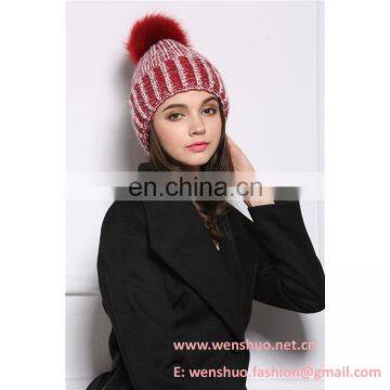 2016 Winter Two Colors Top Ball Crochet Hat photo-3