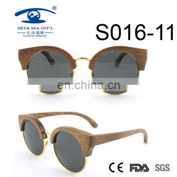 round shape gold color bridge blackwalnut sunglasses