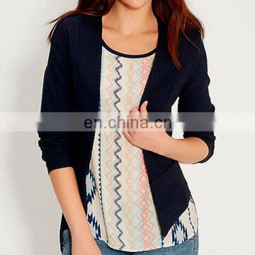 Wholesale Women fancy blazer with herringbone texture detail on fabric